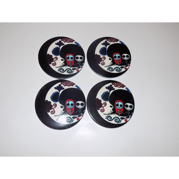 Beverage Coaster - Ceramic Coasters with Cork Liner, Jack and Sally (4 Pcs) - Picture 3 of 4